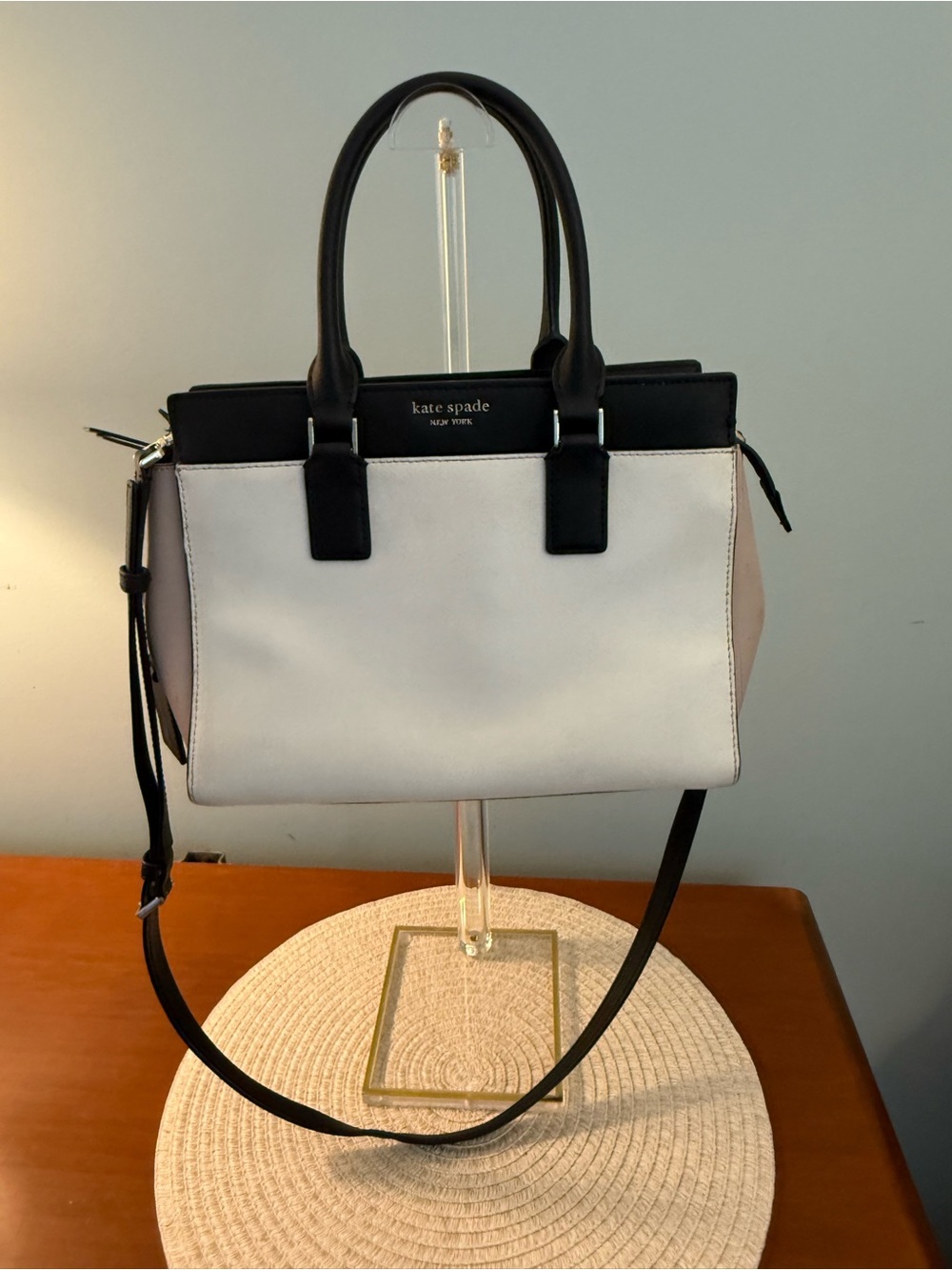 Kate Spade  White, Black and Blush Colorblock Satchel